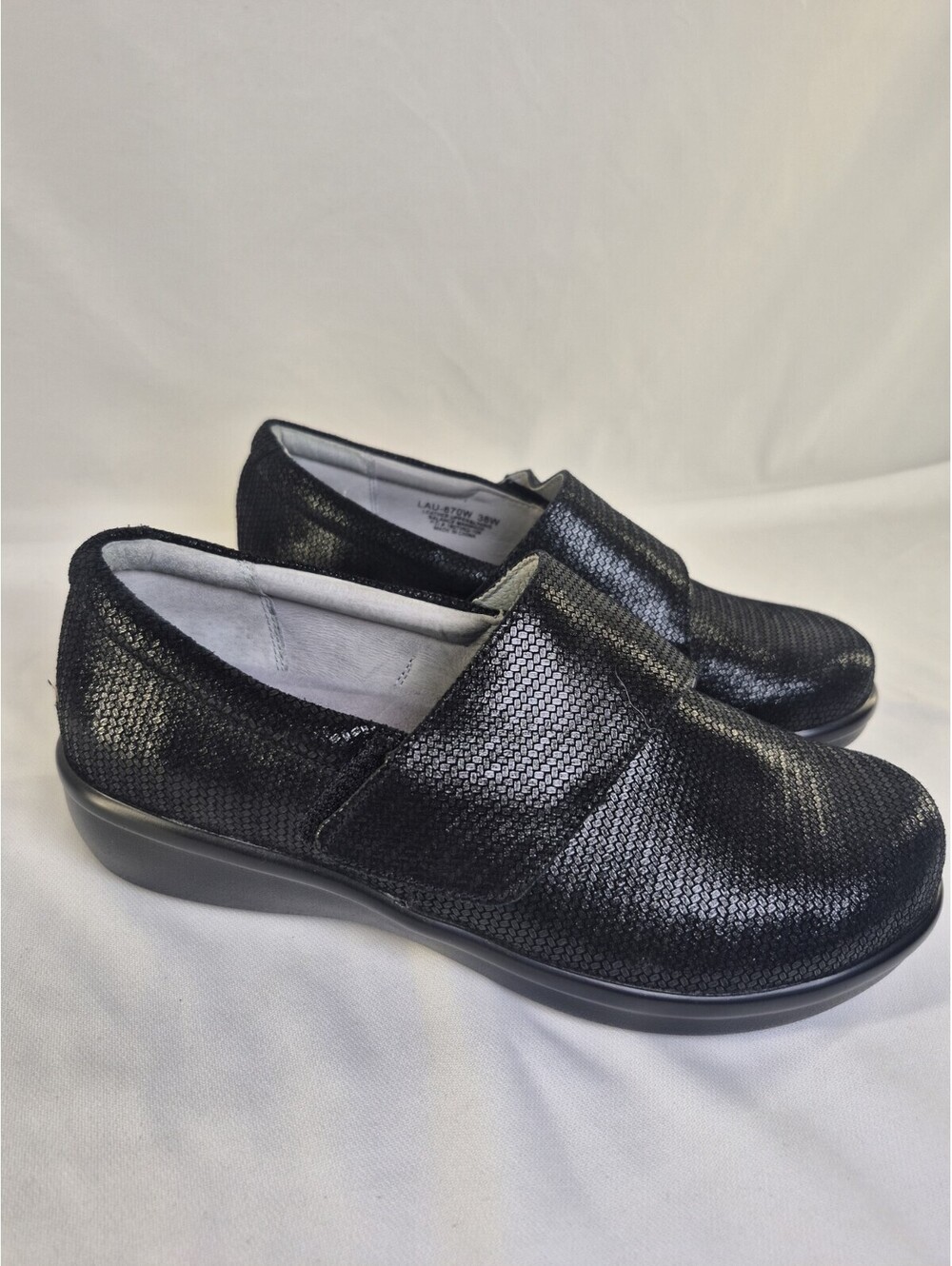 ALEGRIA LAU Womens 38W Black Metallic Leather LAU-870W Comfort Shoes